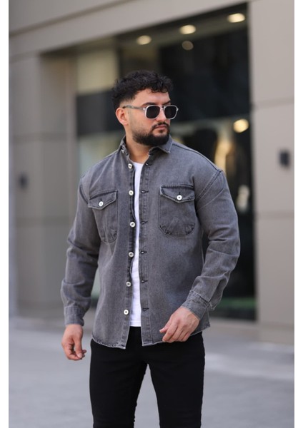 Erkek Kot Gömlek Rahat Kalıp, Çift Cepli Geniş Düğmeli Likrasız Gömlek fiyatları