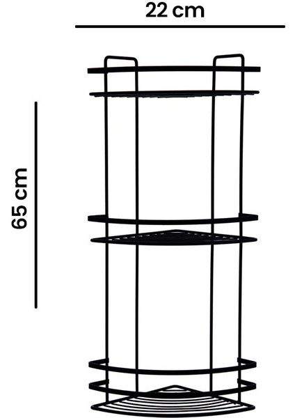 3 Katlı Lamalı Duş Rafı - Siyah fiyatları