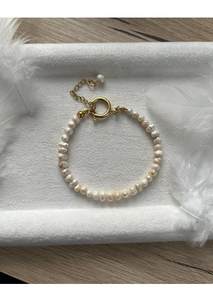 Minimal Ham Inci El Yapımı Çelik Bileklik