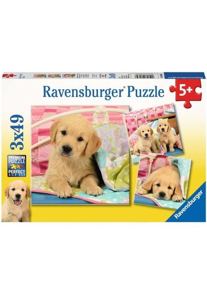 3X49 Parça Puzzle Puppies Renkli 3+