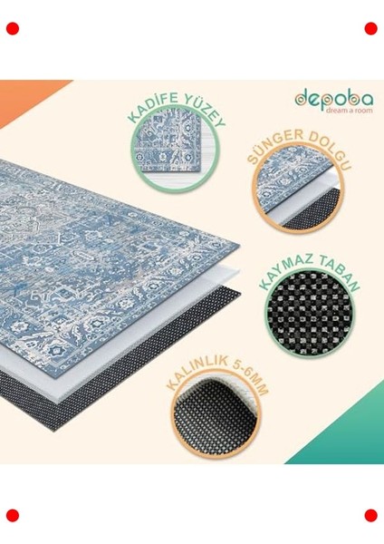 Kadife Kaymaz Pamuk Tabanlı Salon Halısı - 200X300 cm fırsatları