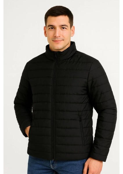 Erkek Bomber Mont Ceket – Su Itici Kumaş, Kapitone Astarlı, Fermuarlı, Kışlık - Siyah fırsatları