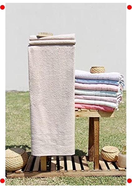 %100 Pamuk Lüks Banyo Havlusu - Bej 70X140 cm