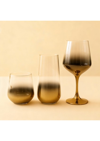 18 Parça Titanyum Gold Degrade Cam Bardak & Kadeh Seti fiyatları