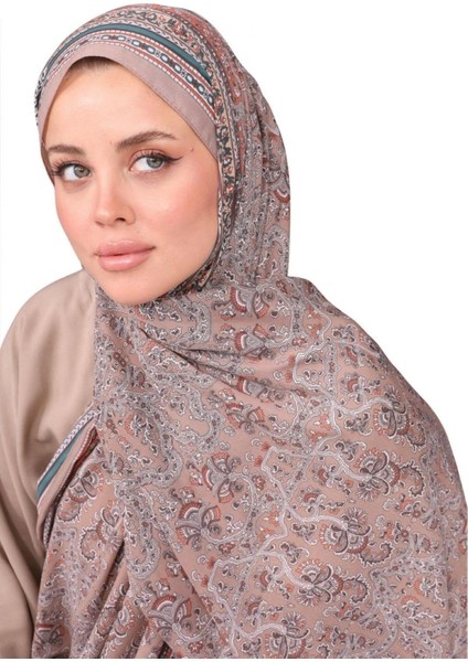 Hint Ipeği Premium Lux Original Etnik Desen Şal (Vual Ipek, 1. Sınıf, Özel Ihracat Ürünü, Hafif, Rahat, Şık, Tesettür Giyim, Shawl, Hijab)