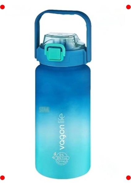 1.5 Litre Pipetli Motivasyon Matarası (Mavi-Turkuaz)