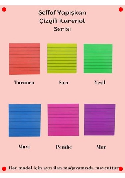 Şeffaf Renkli Çizgili Yapışkanlı Not Kağıdı - Sarı fırsatları