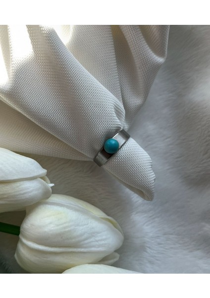 Turkuaz Firuze Taşı Kalın Çelik Yüzük El Yapımı fiyatları