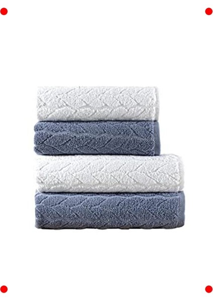 Çift Renkli Pamuk Banyo Havlu Seti 4'lü (Indigo-Beyaz)