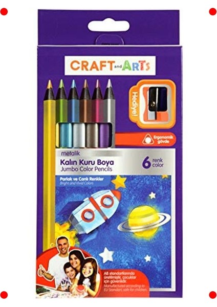 Jumbo Kuru Boya Kalem Seti, 6 Renk