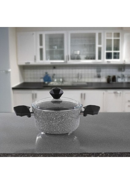 Cory Yanmaz Yapışmaz Derin Tencere - Gri / Siyah - 24 cm