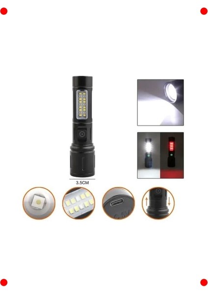 USB Şarjlı Uzun Menzilli LED El Feneri fırsatları