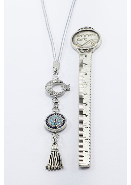 Parlak Taşlı Ay Yıldızlı Nazar Boncuğu Araba Dikiz Ayna Süsü, Gümüş Renkli Yeni Araba Hediyesi modelleri