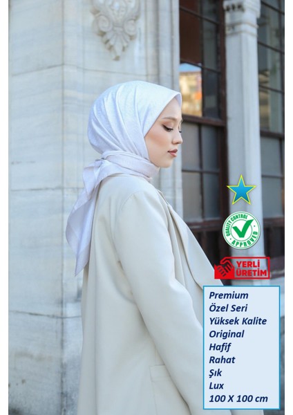 Hint Ipek Eşarp - Premium Lux Original Monogram Eşarp (Ipek Vual, Özel Seri, Yüksek Kalite, Hafif, Rahat, Şık, Scarf)
