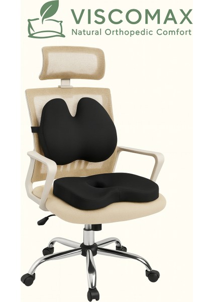 Oto Araç Ofis Koltuk Sandalye Bel Destek Minderi ve Visco Oturma Minderi