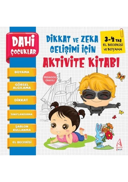 Dahi Çocuklar El Berecerisi ve Boyama Dikkat ve Zeka Gelişimi Için Aktivite Kitabı (3-4 Yaş)