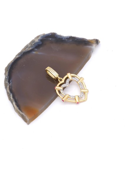 Ajda Charm Çelik Altın Kaplama Kadın Taşlı Kalp MODEL-CHR-126