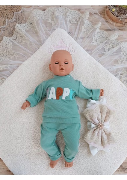 Yenidoğan Kuzulu Taç Nakış Güpürlü Fiyonklu Duvaklı Prizma Taş Unisex Kundak Bebek Battaniyesi Pembe modelleri