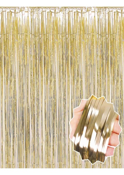 Mat Altın Püsküllü Kapı Perdesi - Parti, Bekarlığa Veda, Doğum Günü 1x2 M modelleri