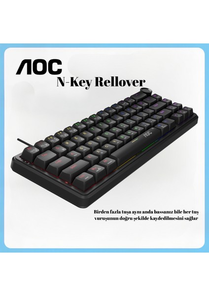 GK320 Mekanik Oyuncu Klavyesi, 66 Tuş Kompakt, Rainbow Aydınlatma, Ses Kontrol Knob, Kablolu USB indirimleri