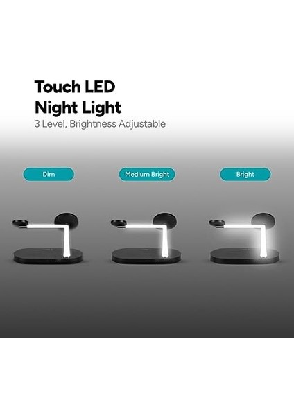 Aircharger Quattro M Magsafe Uyumlu +Watch+Airpods LED Li Kablosuz Hızlı Şarj Standı Siyah modelleri