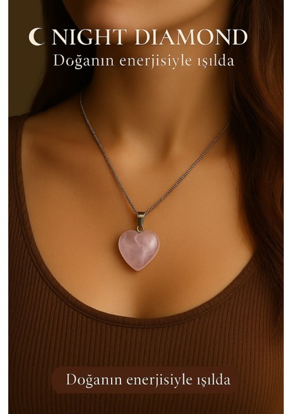 Kadın Kolye Kuvars Doğal Taş Zincirli Kolye