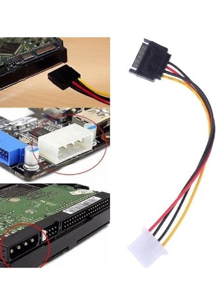 4348 Sata Kasa HDD Dişi Erkek 4 Pin Power Molex Güç Kablosu 20 cm fiyatları