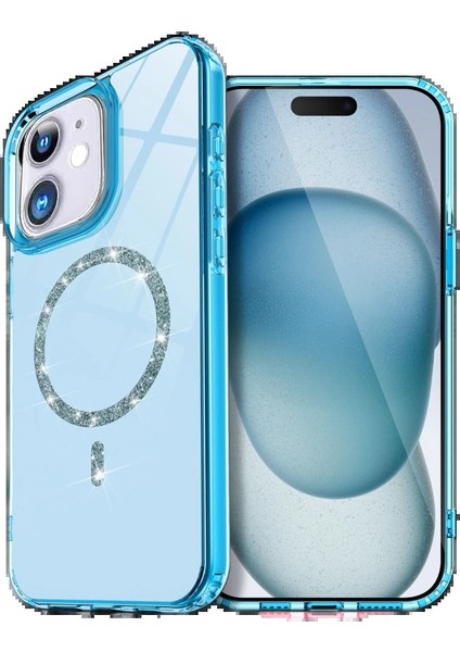 Apple iPhone 12 Live Diamond Magsafe Kapak - Mavi