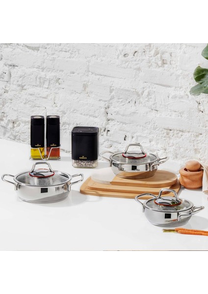 Emirgan Çelik Sahan Set 6 Parça, Medium