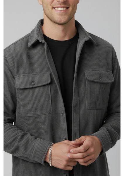 Füme Cepli Likralı Kadife Kumaş Rahat Kesim Erkek Gömlek – Yumuşak Dokulu, Şık Tasarım Gömlek 2600759 fiyatları