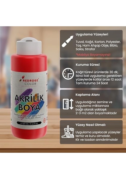 Rose Kırmızı Akrilik 120 ml fiyatları