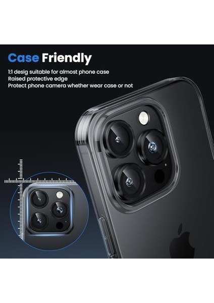 16 Pro ve 16 Pro Max Kamera Camı Lens Halka Set - Siyah Titanyum fiyatları