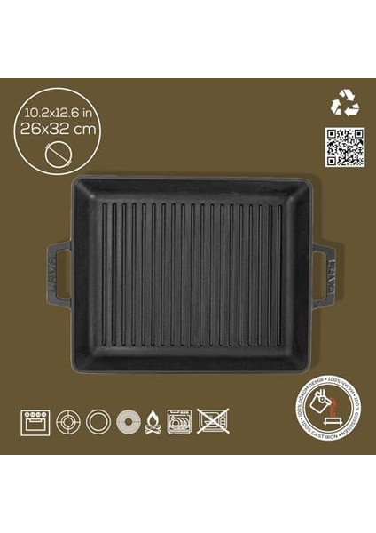 Metal Kulplu Döküm Tava, 26X32 Cm, Siyah fiyatları