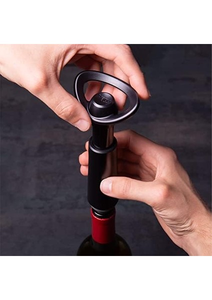 Vin Concerto Şarap Pompası, Siyah, 1 Pompa, 1 Stoper, Şarap Şişesi Kapaklı Vakum Pompası, Tekrar Kullanılabilir modelleri