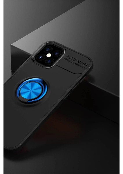 iPhone 12 Mini Kılıf Range Yüzüklü Silikon - Siyah-Mavi fiyatları