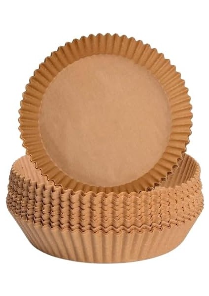 50 Adet Air Fryer Pişirme Kağıdı Tek Kullanımlık Hava Fritöz Yağ Geçirmez Yapışmaz Yuvarlak Tabak Model Pvc