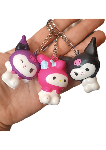 3 Adet Shukushi Sanrio Kwaii Ailesi Kuromi Seti Figür Oyuncak Sukuşi Set