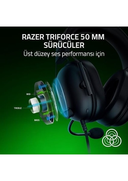 Blackshark V2 x (Xbox) - Xbox S|x Konsolu Için Kablolu E-Spor Kulaklık (250G, Kardioid Mikrofon, 50MM Sürücüler, Pasif Gürültü Engelleme, 3,5mm Konektör) Siyah modelleri
