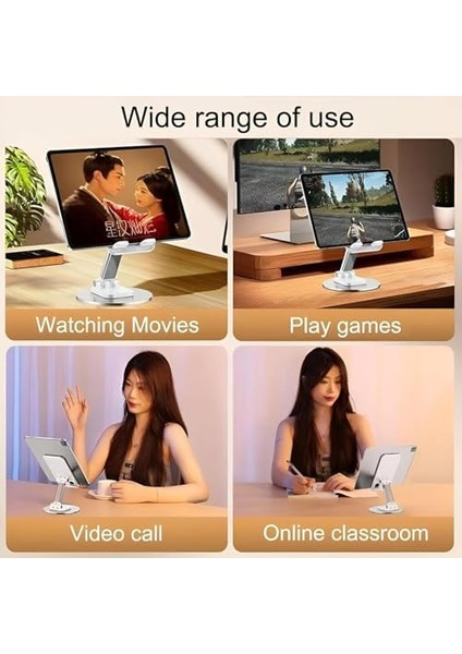 360° Dönebilen Katlanabilir Telefon Standı – Ayarlanabilir Yükseklikli, Masaüstü ve Seyahat Uyumlu Taşınabilir Telefon Tutucu, Video Izleme ve Görüntülü Görüşmeler Için Uygun modelleri