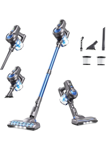 Akülü Elektrikli Süpürge, 23000PA Güçlü Emişli Hafif Çubuk Elektrikli Süpürge 30 Dakika Uzun Çalışma Süresi, Pil, El Araba Sert Zemin Halı Evcil Hayvan Kılı Için Arada El Vakumu