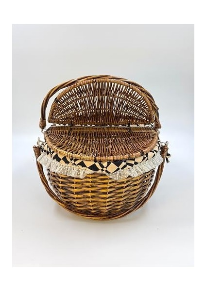Hasır Piknik Sepeti – Iki Kapaklı, Büyük Boy, Hasır El Örgüsü Piknik Sepeti, Şık ve Dayanıklı Sofra Sepeti, Dış Mekân, Kamp ve Bahçe Kullanımı Için Ideal (Koyu Kahve) fiyatları