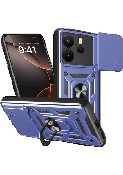 Xiaomi Redmi Note 14 4g Pars Lens Yüzüklü Silikon - Lacivert