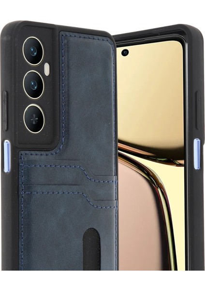 Realme C65 Sara Kartvizitli Deri Kılıf - Lacivert