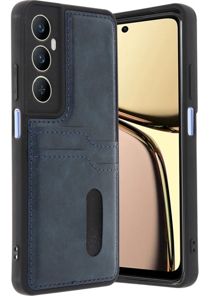 Realme C65 Sara Kartvizitli Deri Kılıf - Lacivert modelleri