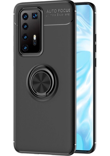 Huawei P40 Pro Kılıf Range Yüzüklü Silikon - Siyah