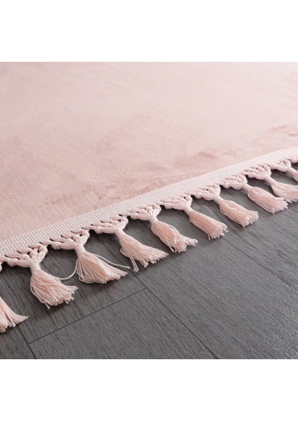 Cloudy Pembe Oval Saçaklı Peluş Yolluk Yumuşacık Yıkanabilir Kaymaz Taban Halı Salon Oturma Odası modelleri