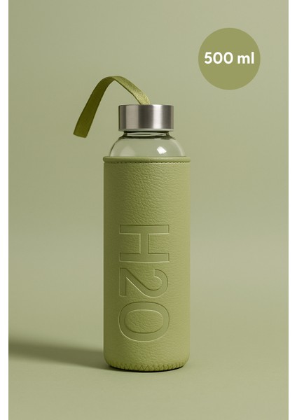 H2O Deri Kılıflı Cam Matara 500 ml