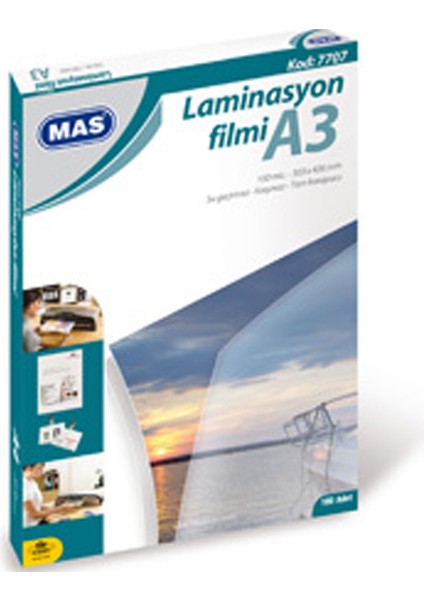 Mas Laminasyon Filmi Parlak A3 125 Mıc 7707
