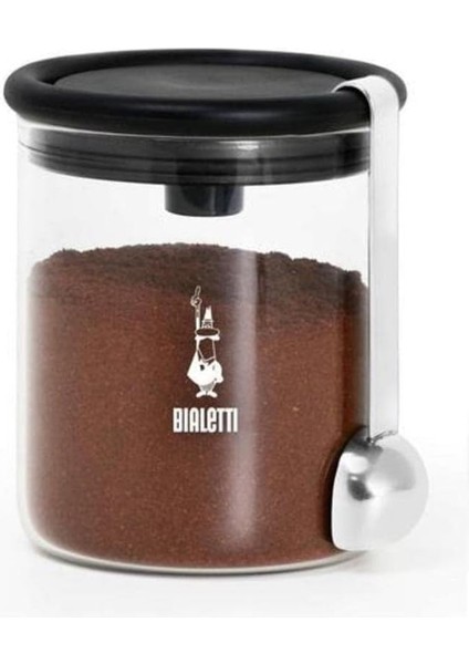 - Kahve Saklama Kavanozu - 250GR - Silikon Contalı Hava Geçirmez Kapak - Paslanmaz Ölçü Kaşığı - Cam Kavanoz