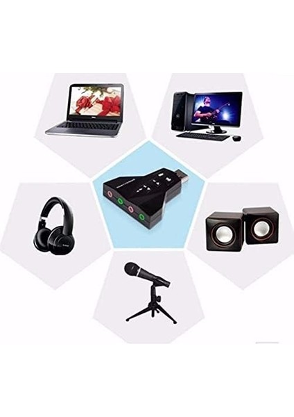 4931 7.1 7 Kanal Mikrofon Destekli Çift Girişli Çevirici Harici USB Ses Kartı fiyatları